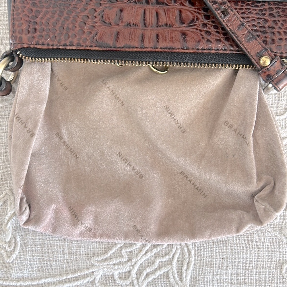 Brahmin Mimosa Tuscan Black/Croc Embossed Trim Crossbody Bag - Picture 11 of 16